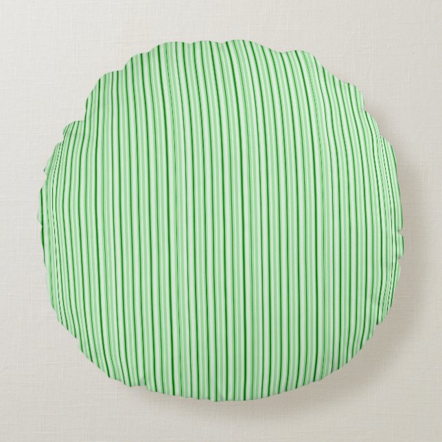 Green peppermint striped round pillow (Front)