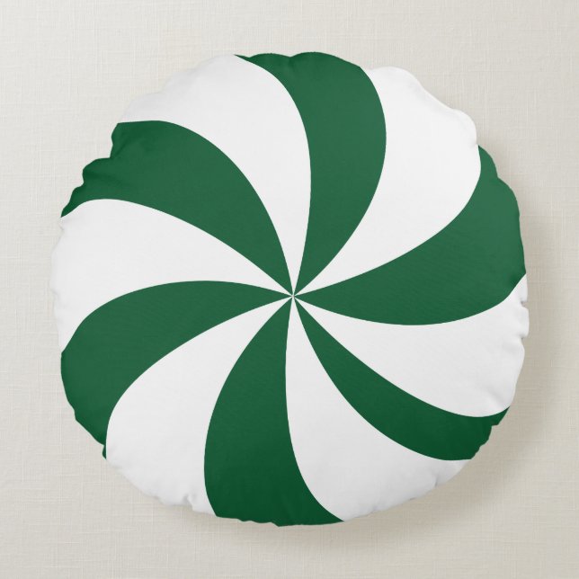 Green Peppermint Swirl Round Pillow (Front)