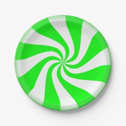 Green Peppermint Swirls Paper Plates