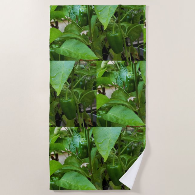 Green Peppers Beach Towel (Front)