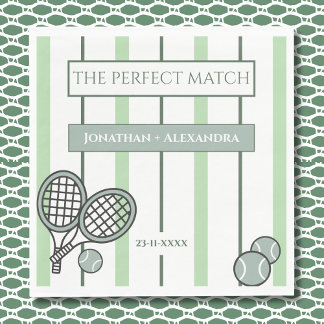 Green Perfect Match Tennis Couples Bridal Shower Napkins