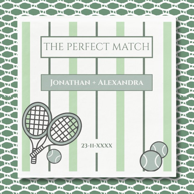 Green Perfect Match Tennis Couples Bridal Shower Napkins (Creator Uploaded)