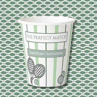 Green Perfect Match Tennis Couples Bridal Shower Paper Cups