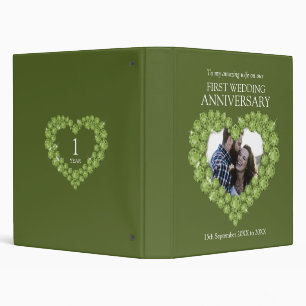 Green peridot 1st wedding anniversary photo 3 ring binder
