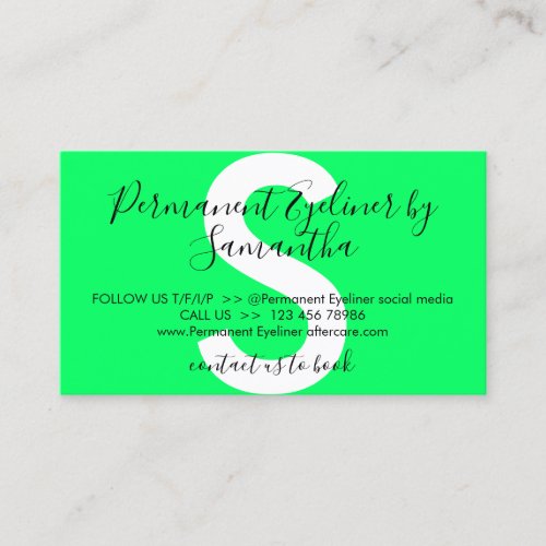 Green Permanent Eyeliner Avoids Advices Aftercare Business Card