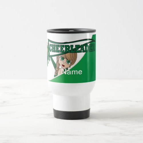 Green Personalize Cheerleader Travel Mug