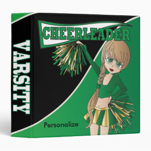 Green Personalize Diva Cheerleader 3 Ring Binder