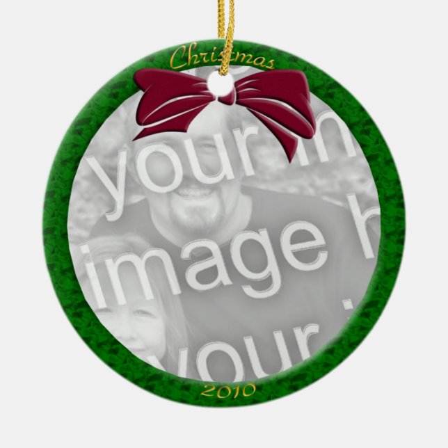 Green Personalize Photo Ornament (Front)
