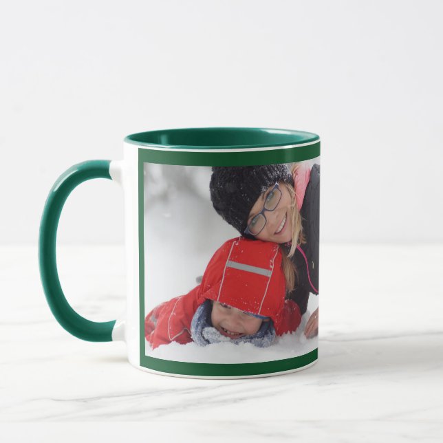 Green Personalize Photo Template Gift Coffee Mug (Left)