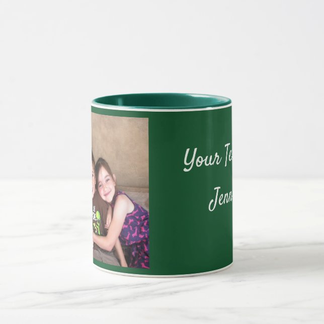 Green Personalize PHOTO TEMPLATE Gift Coffee Mug (Center)