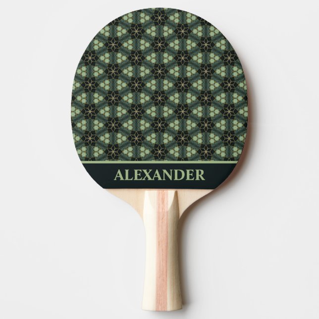 Green Personalized Abstract Pattern Ping Pong Paddle (Front)