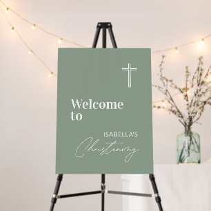 Green Personalized Christening Welcome Sign