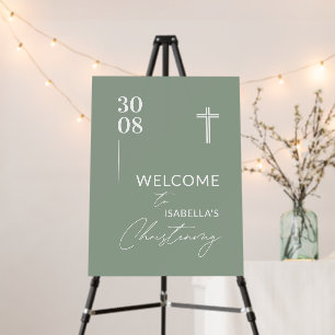 Green Personalized Christening Welcome Sign