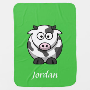 Green Personalized Cow Blanket