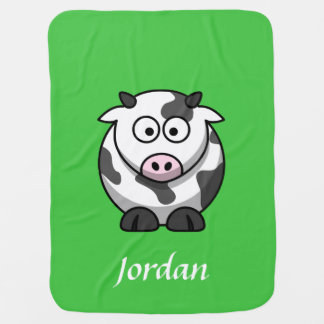 Green Personalized Cow Blanket