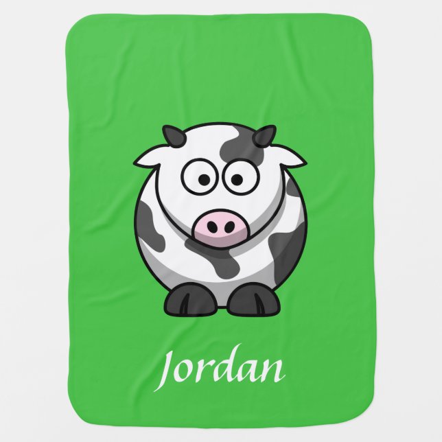 Green Personalized Cow Blanket (Front)