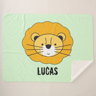 Green Personalized cute lion baby blanket