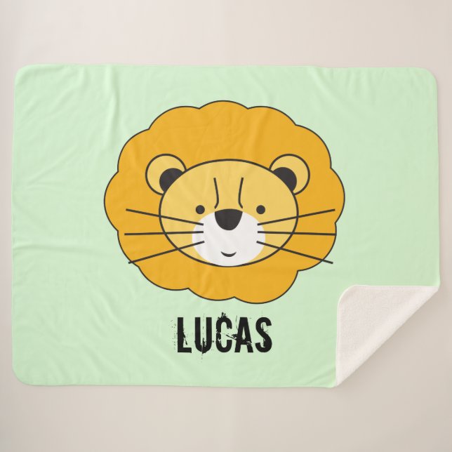 Green Personalized cute  lion baby blanket (Front (Horizontal))