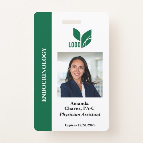 Green Personalized Employee ID Photo Name Badge