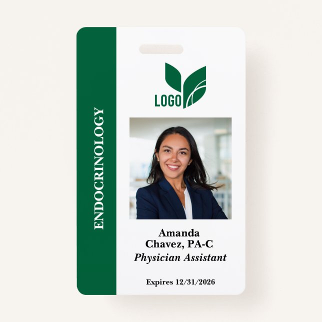 Green Personalized Employee ID Photo Name Badge (Front)
