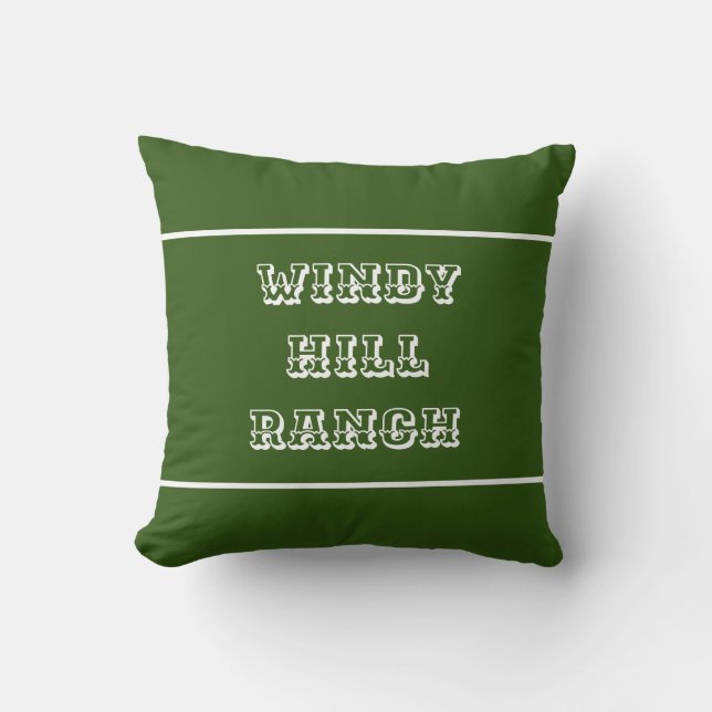 Green Personalized Farm or Ranch Throw Pillow (Front)