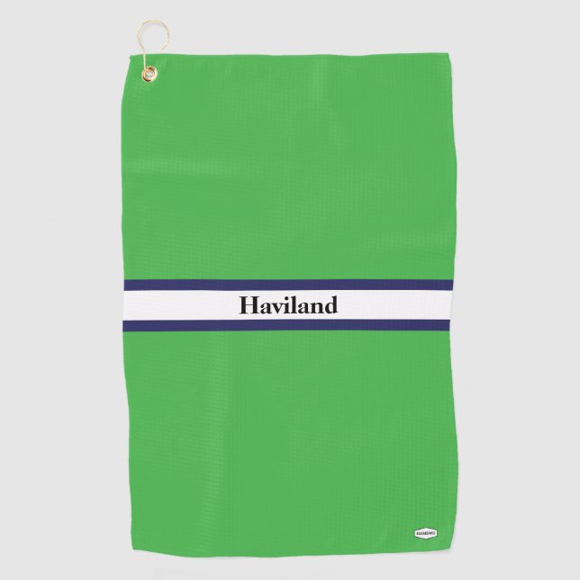Green Personalized Golf Towel HAMbWG (Front)
