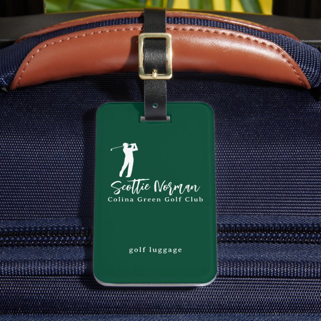 Green Personalized Golfers Name  Luggage Tag (Front Insitu 2)