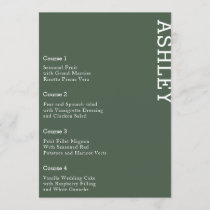 Green Personalized Guest Name Wedding Menu