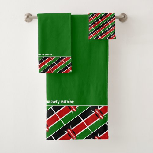 Green Personalized KENYA FLAG Bath Towel Set