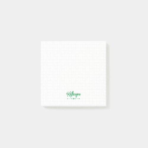 Green Personalized Knit Stitch Post_it Notes