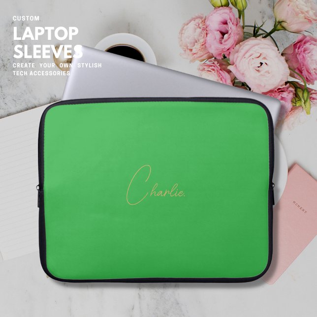 Green Personalized Laptop Case Script Name (Creator Uploaded)