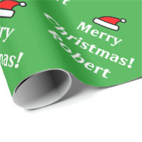 Green personalized Merry Christmas wrapping paper