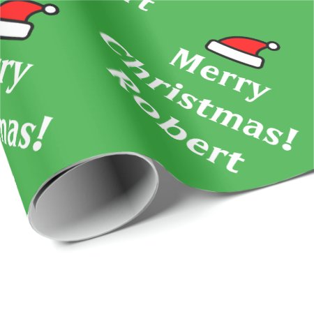 Green Personalized Merry Christmas Wrapping Paper