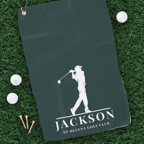 Green Personalized Monogram Golfer Golf Towel