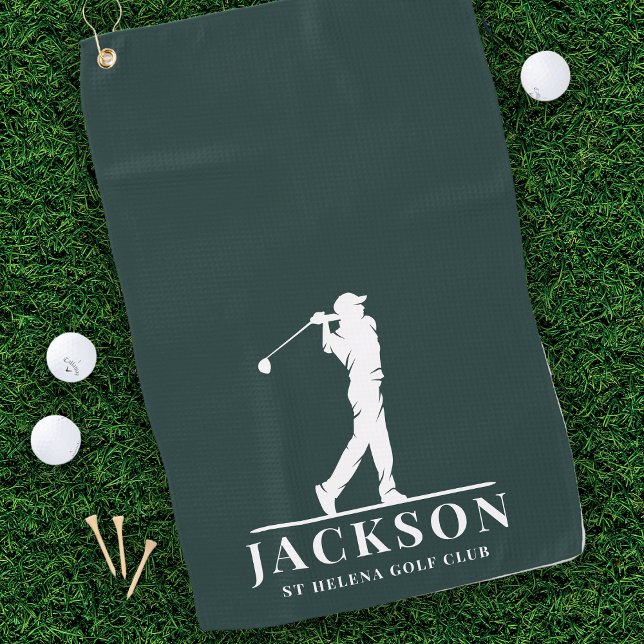 Green Personalized Monogram Golfer Golf Towel (Creator Uploaded)