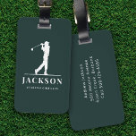 Green Personalized Monogram Golfer Luggage Tag<br><div class="desc">This design features a golfer swinging a club and has two text fields that you can use to personalize it - perhaps with a name and golf team or club.</div>