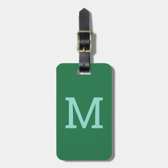 Green Personalized Monogram Initial Luggage Tag (Front Vertical)