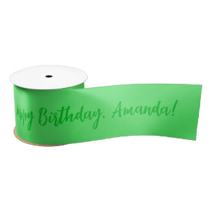 Green Personalized Name Happy Birthday Satin Ribbon