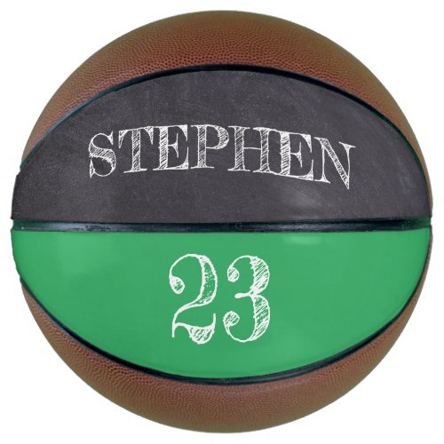 Green Personalized Name Number Chalkboard etching Basketball