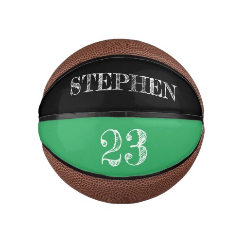 Green Personalized Name Number etching Basketball