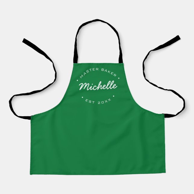 Green Personalized Name Year Master Baker Apron (Front)