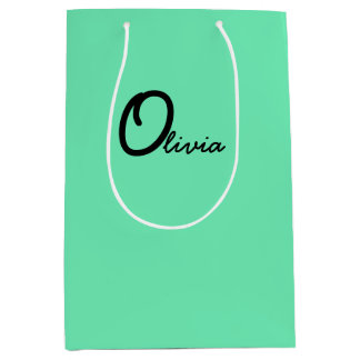 Green Personalized Party Favor Bags