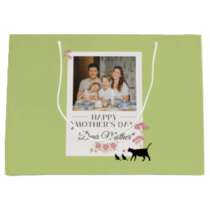 Green Personalized Photo and Mothers Day Large Gift Bag