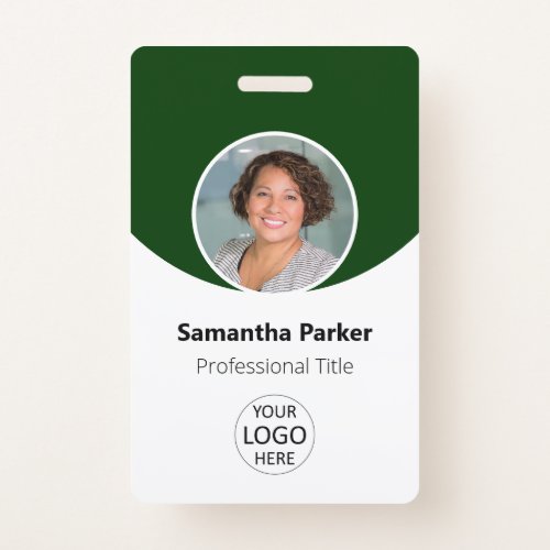 Green Personalized Photo Logo Barcode Employee Badge