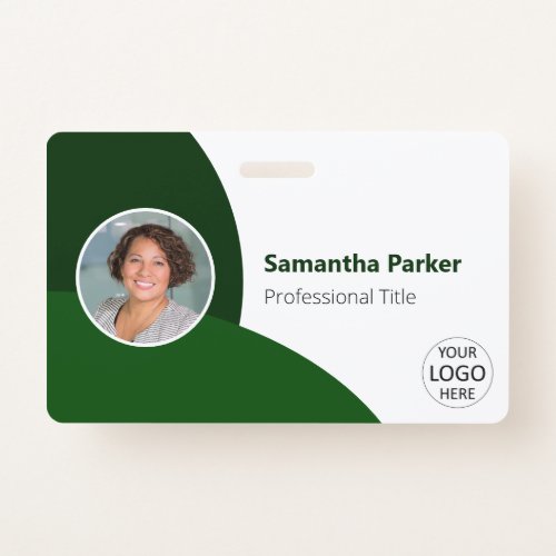 Green Personalized Photo Logo Barcode Employee Badge