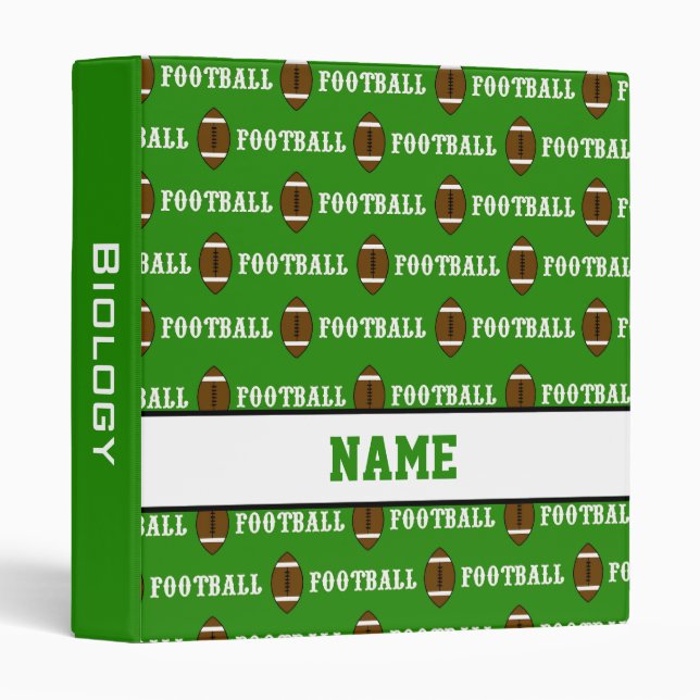 Green Personalized School Football Binder (Front/Spine)