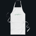 Green Personalized script name adult apron<br><div class="desc">Make a stylish statement at your botanical succulent workshop or cooking class with our elegant "Green Personalized Script Name Adult Apron"! Designed to impress, these personalized aprons are the perfect giveaway to delight your guests and leave a lasting impression. The apron features an enchanting green color that exudes freshness and...</div>
