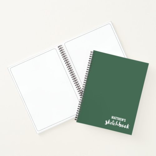 Green Personalized Sketchbook Your Name Notebook