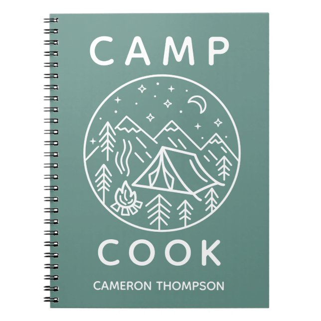 Green Personalized Summer Camp Cook Notebook (Front)