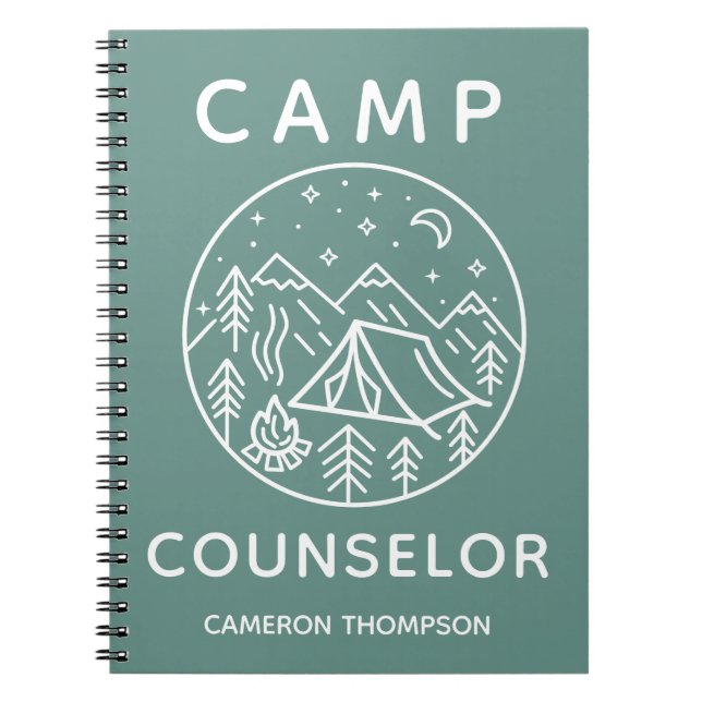 Green Personalized Summer Camp Counselor Notebook (Front)